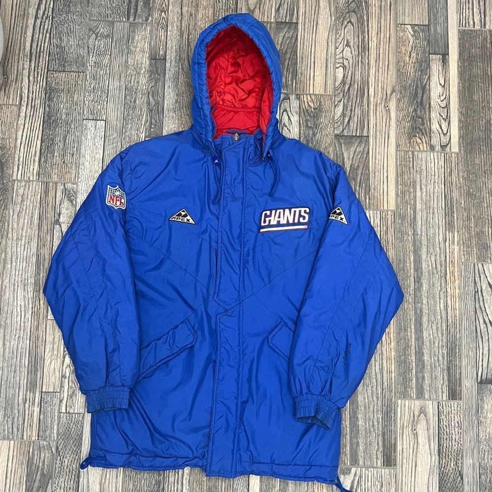 🔥🏈 Vintage NEW YORK GIANTS NFL Apex One Parka Puffer Jacket Blue/Red Sz M - GU